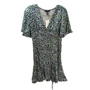 Floral Print New Look Mini Dress With‎ Ruffle Hem & Short Sleeves